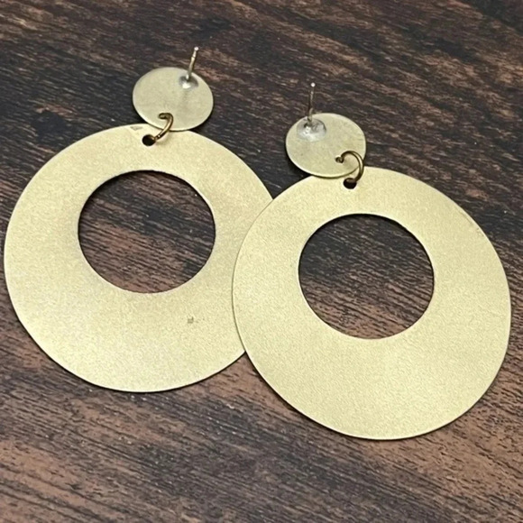 Mirrored Circle Door Knocker Earrings - Picture 4 of 10